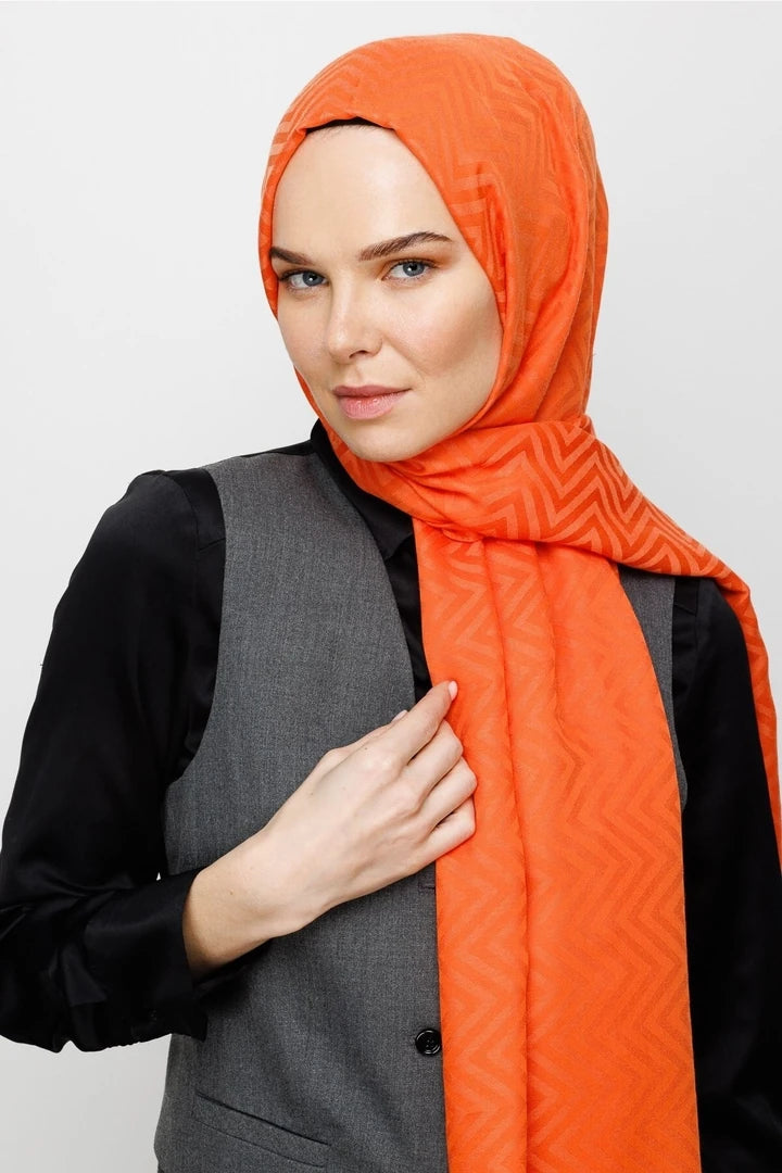 Zikzak Desen Pamuk Jakar Şal