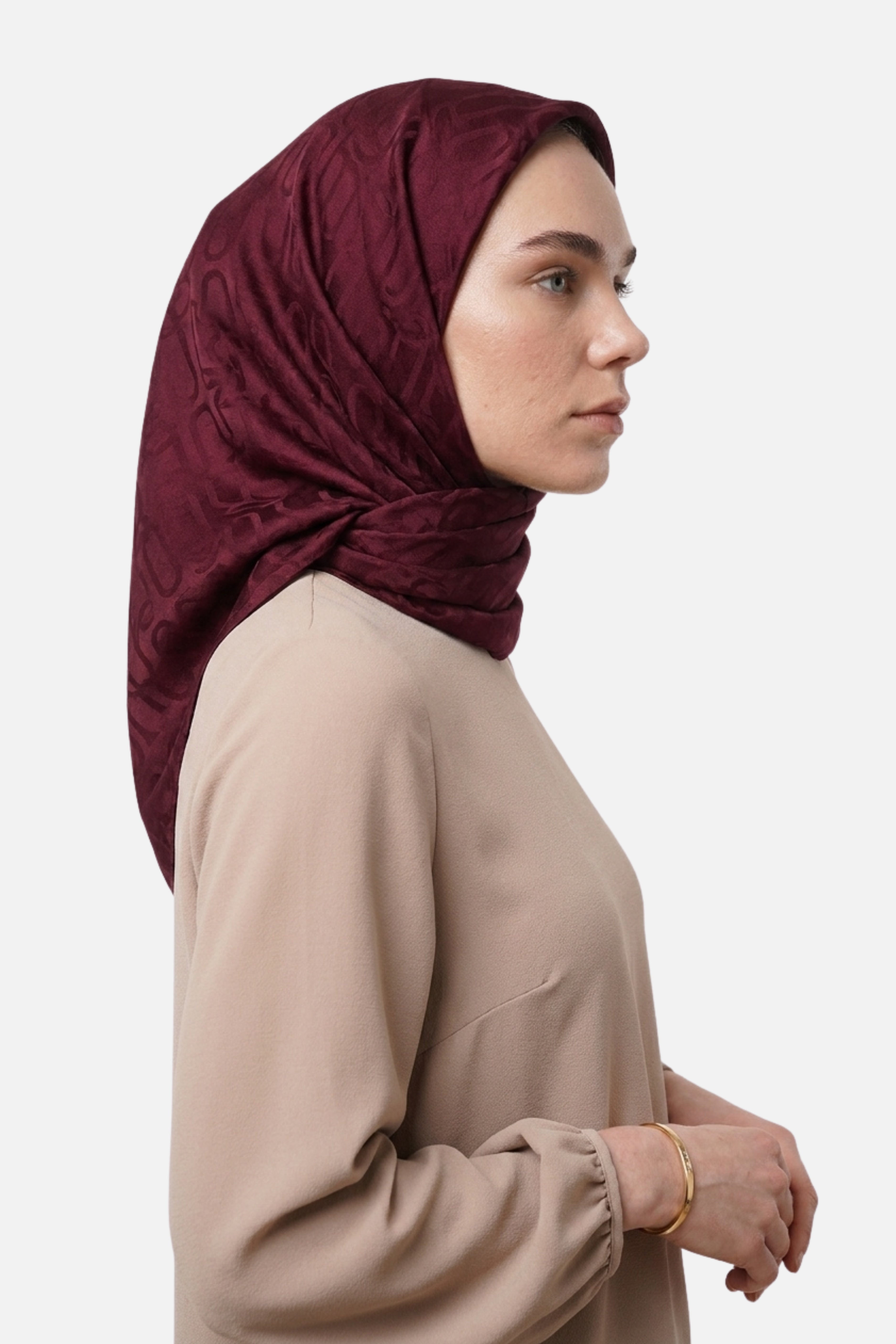 Chain Desen Ayrobin Jakar Eşarp - Bordo