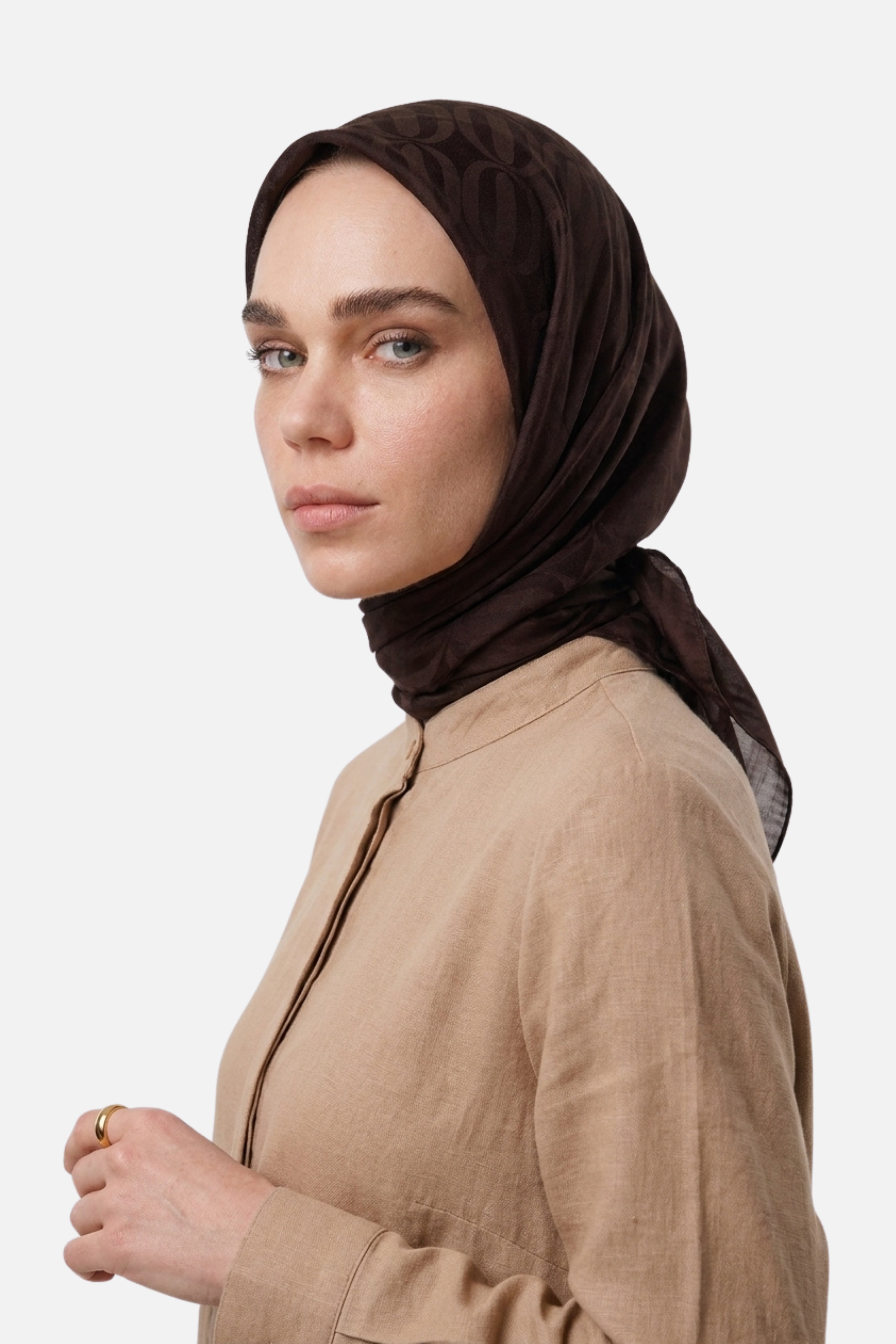 Dune Desen Ayrobin Jakar Eşarp - Bitter