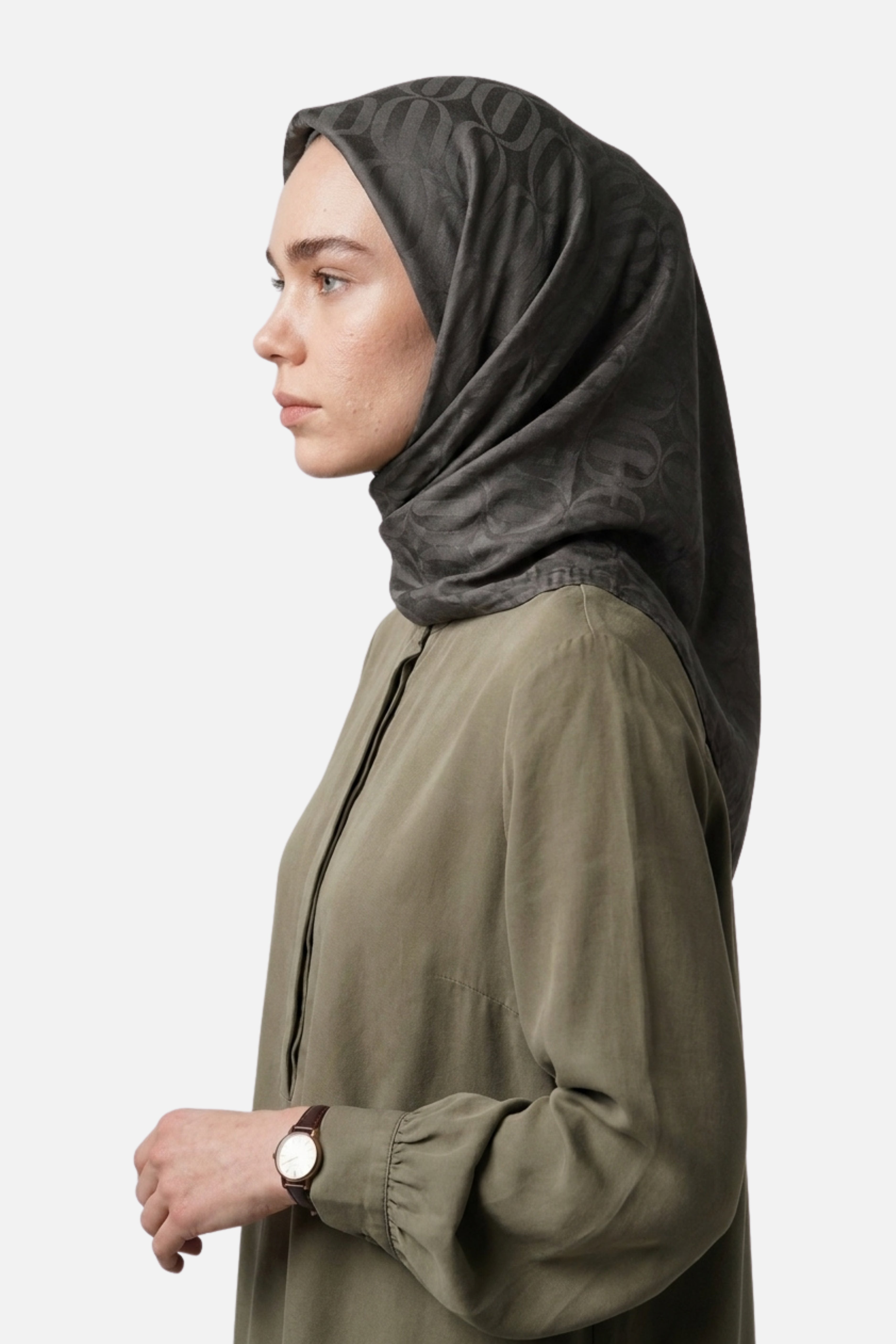 Dune Desen Ayrobin Jakar Eşarp - Füme