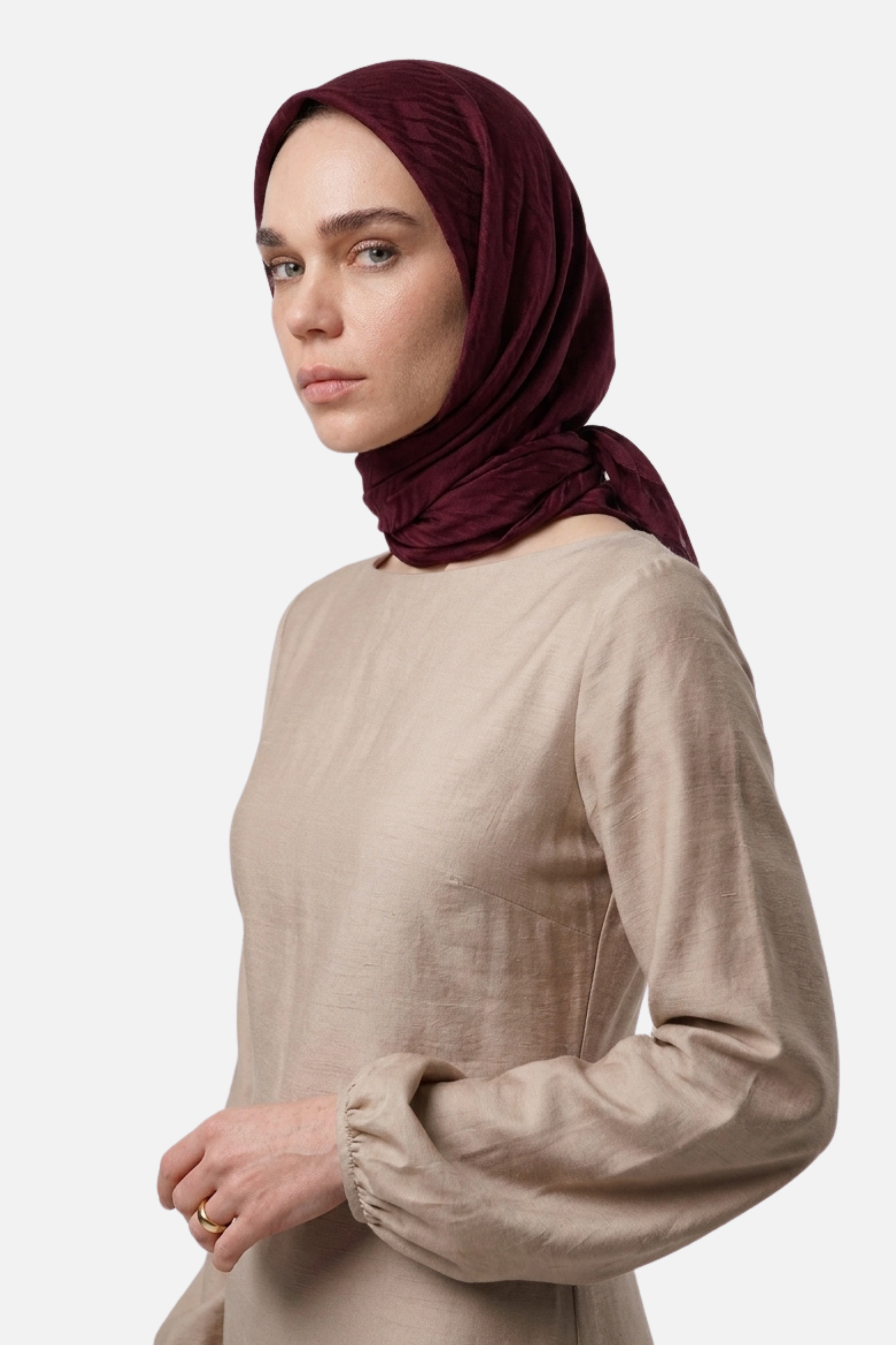 Grove Desen Ayrobin Jakar Eşarp - Bordo