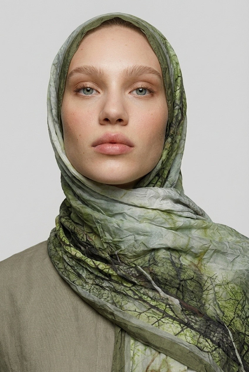 Petal Desen Neo Crash Şal - Haki