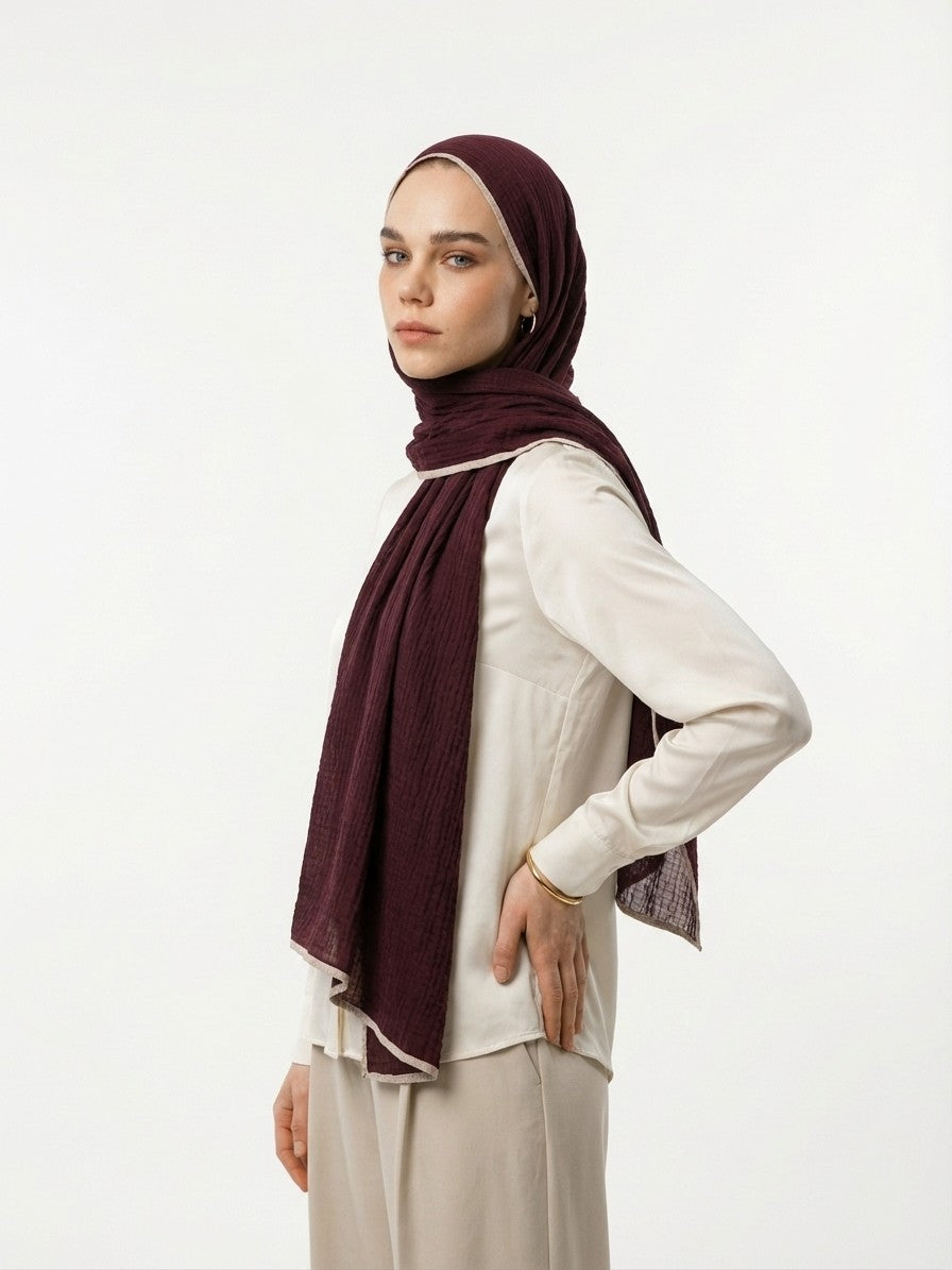 Müslin Şal - Bordo