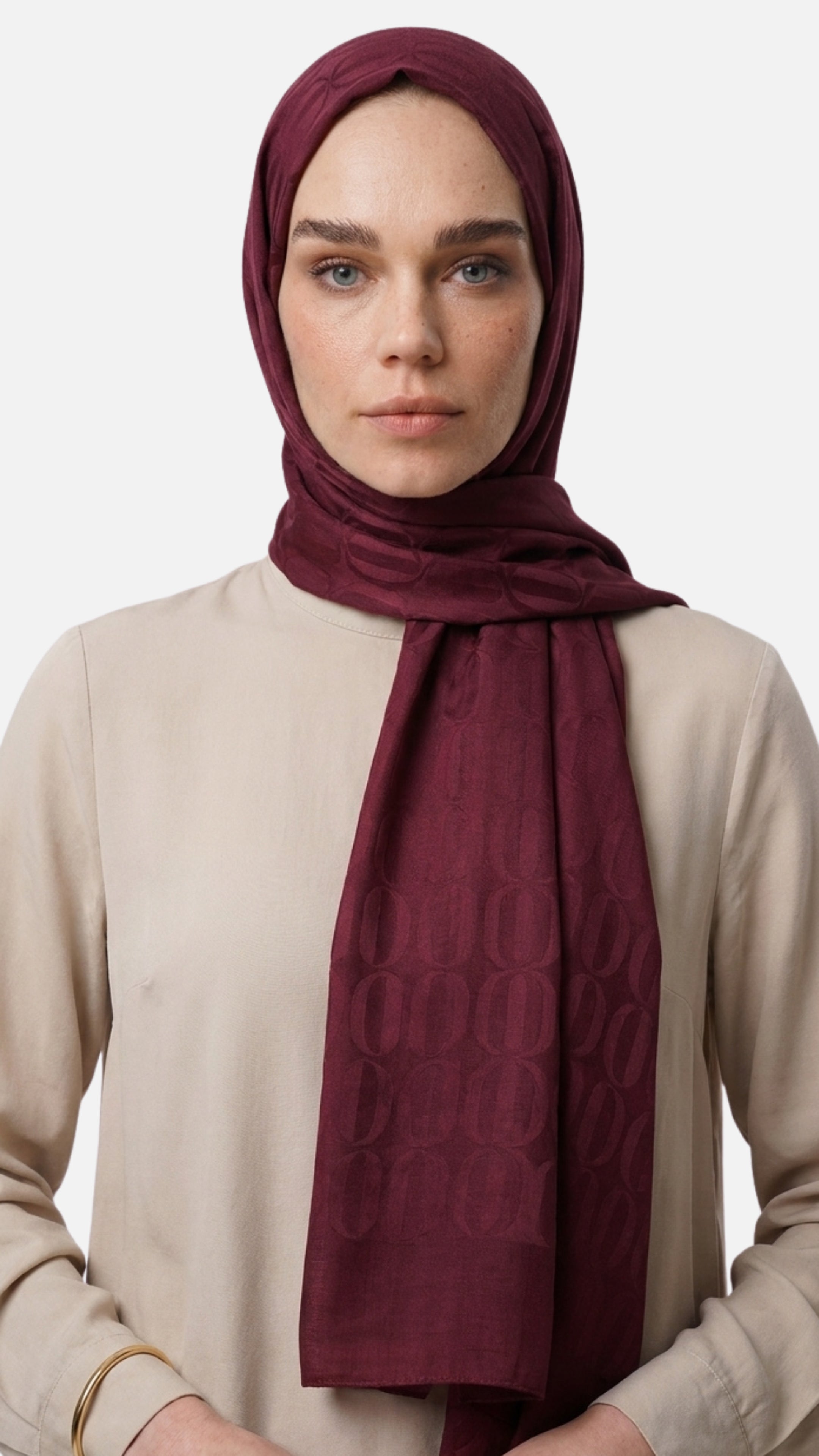 Dune Desen Ayrobin Jakar Şal - Bordo