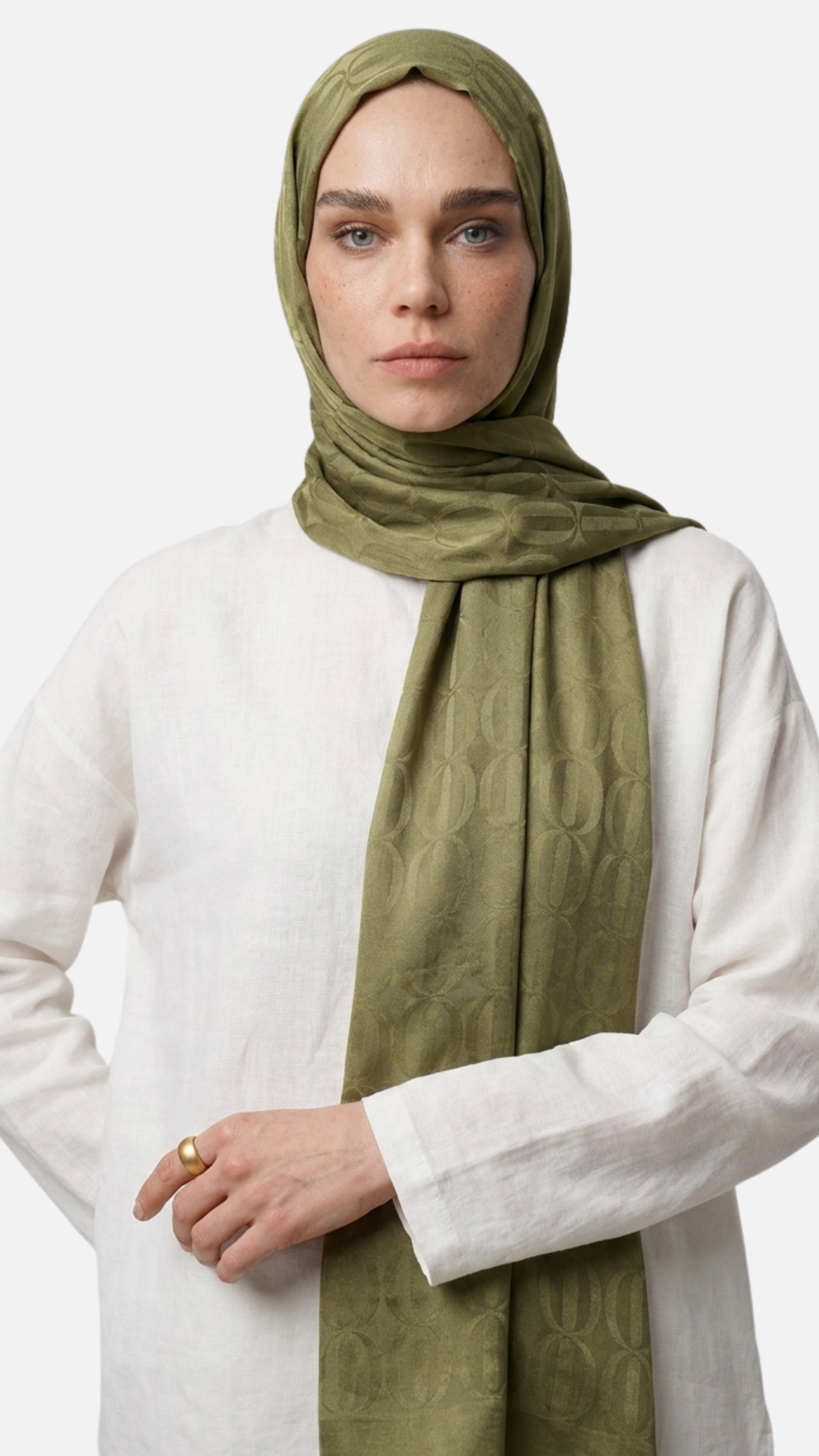 Dune Desen Ayrobin Jakar Şal - Soft Yeşil
