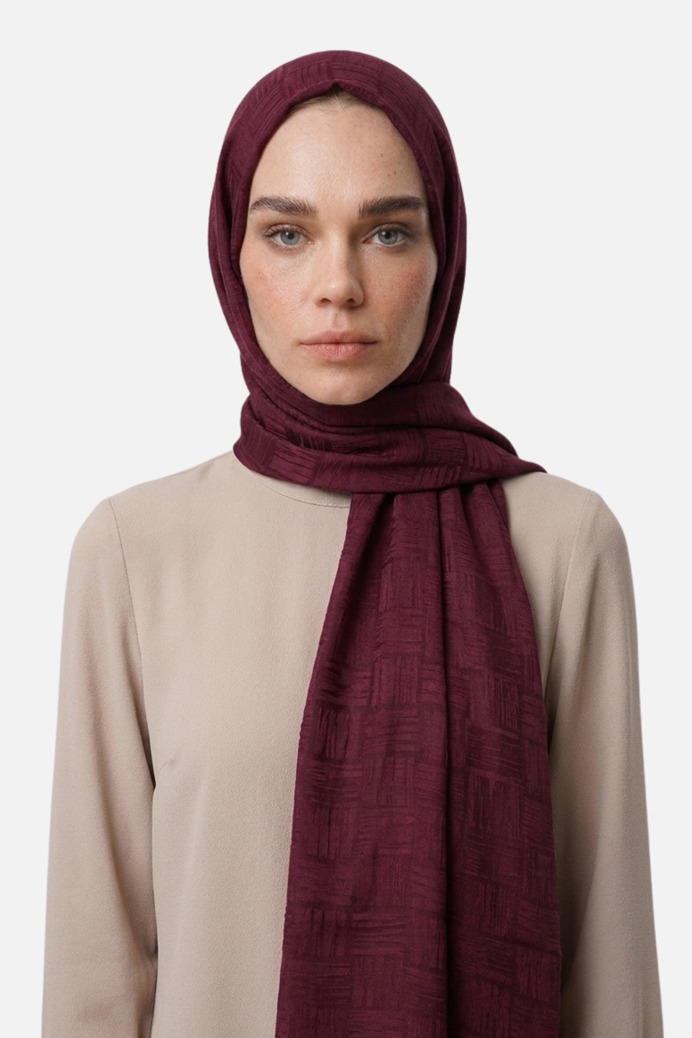 Noria Desen Ayrobin Jakar Şal - Bordo