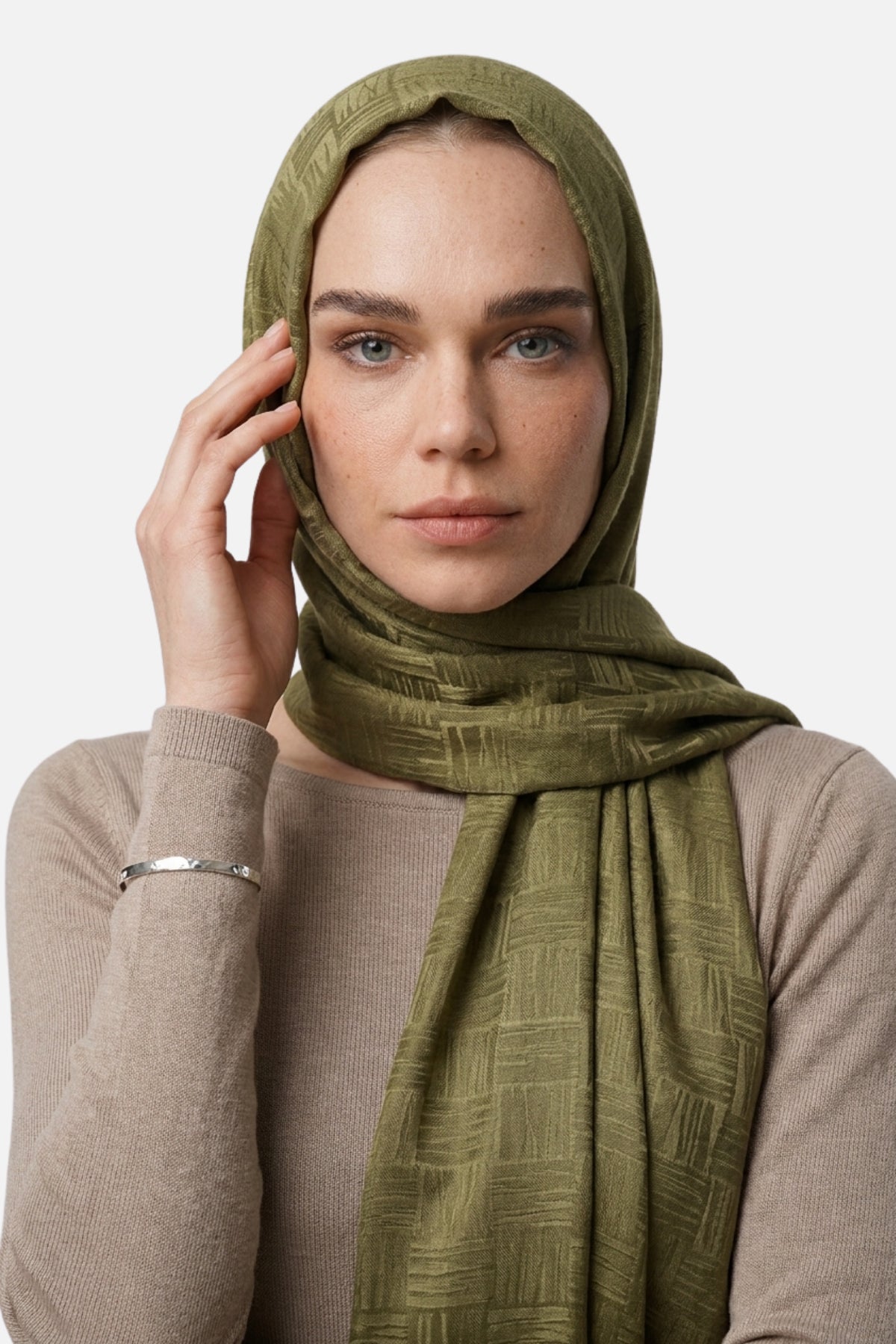 Noria Desen Ayrobin Jakar Şal - Soft Yeşil