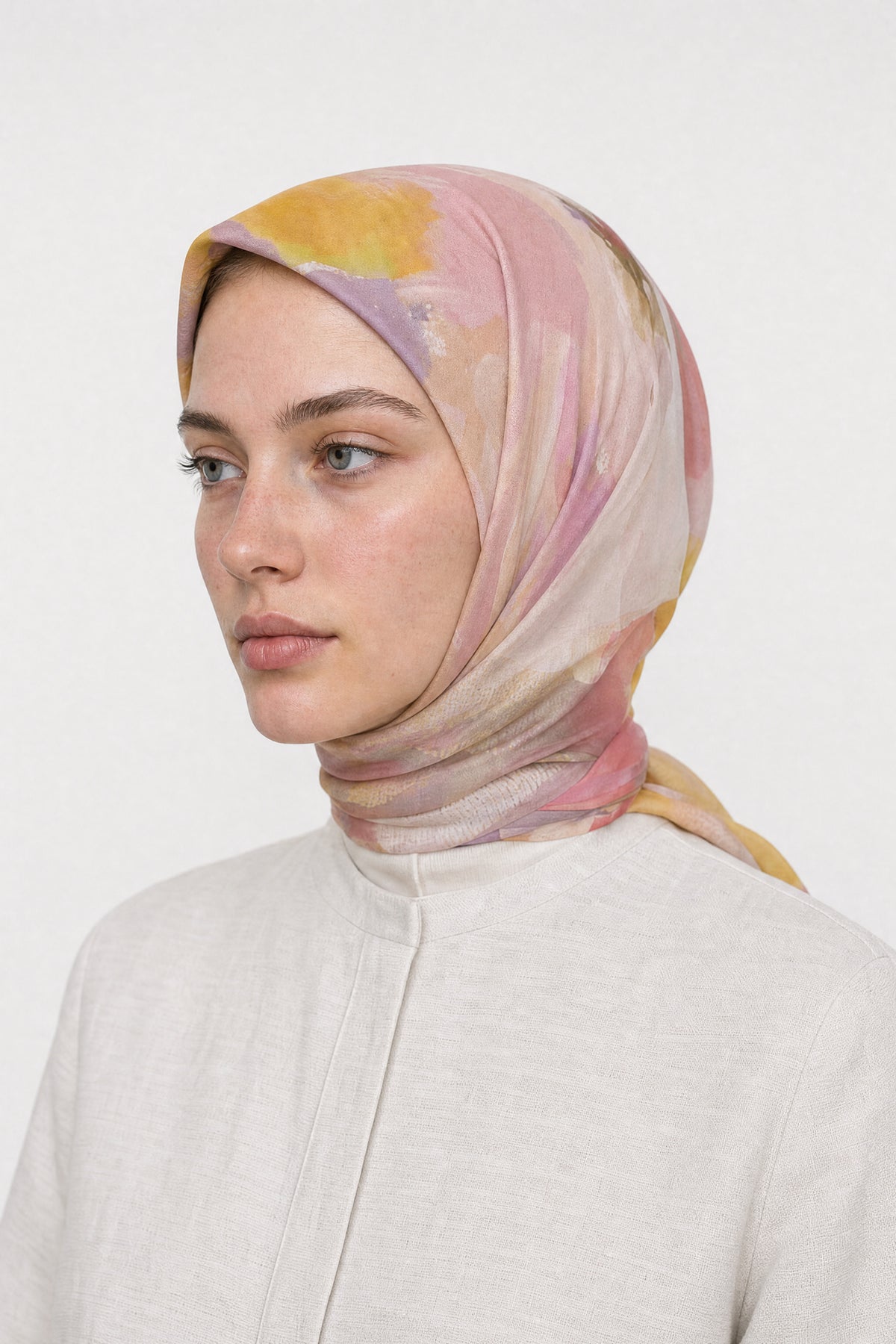 Ruby Desen Organik Eşarp - Pudra