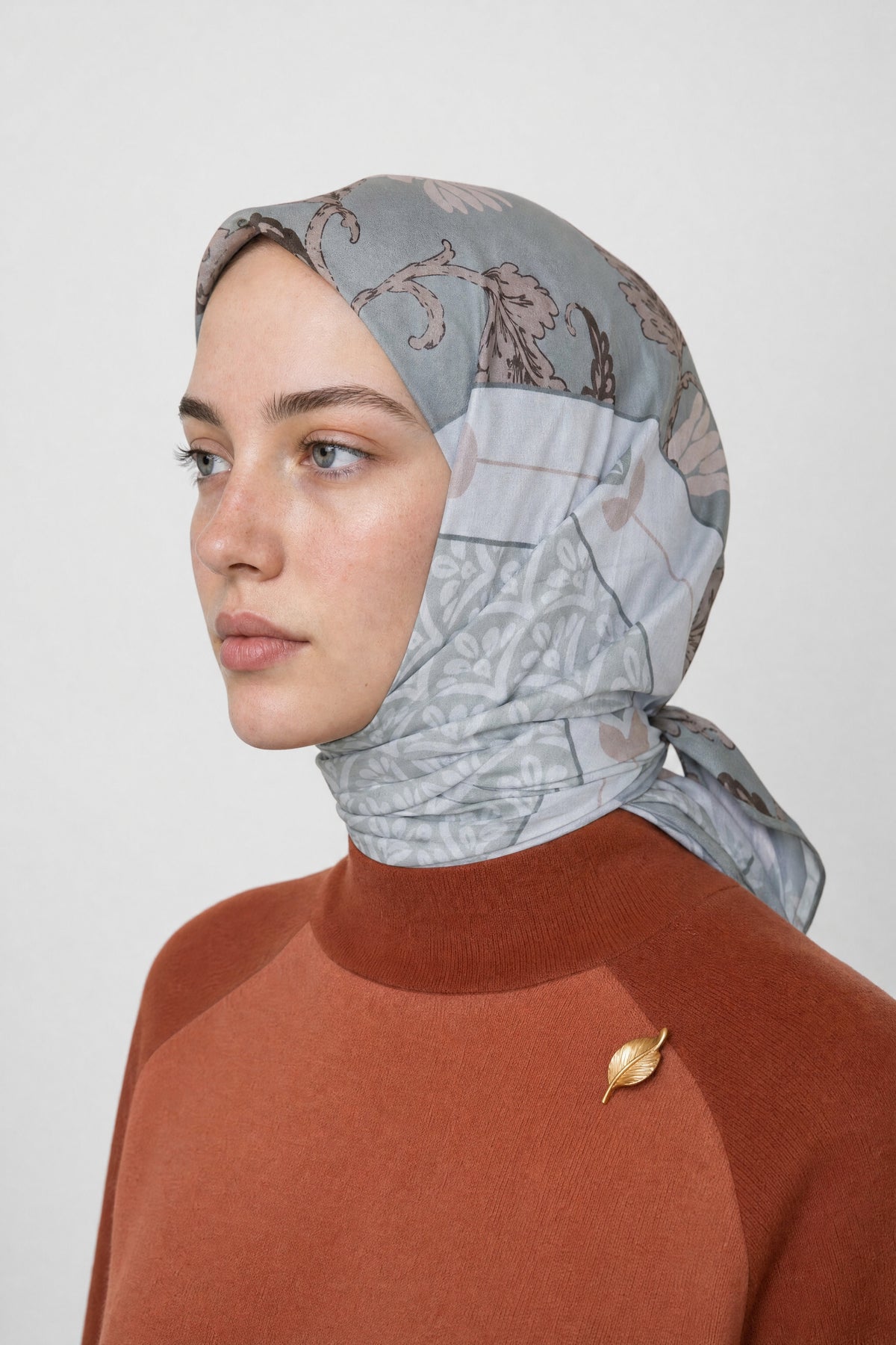 Veil Desen Organik Eşarp - Soft Yeşil