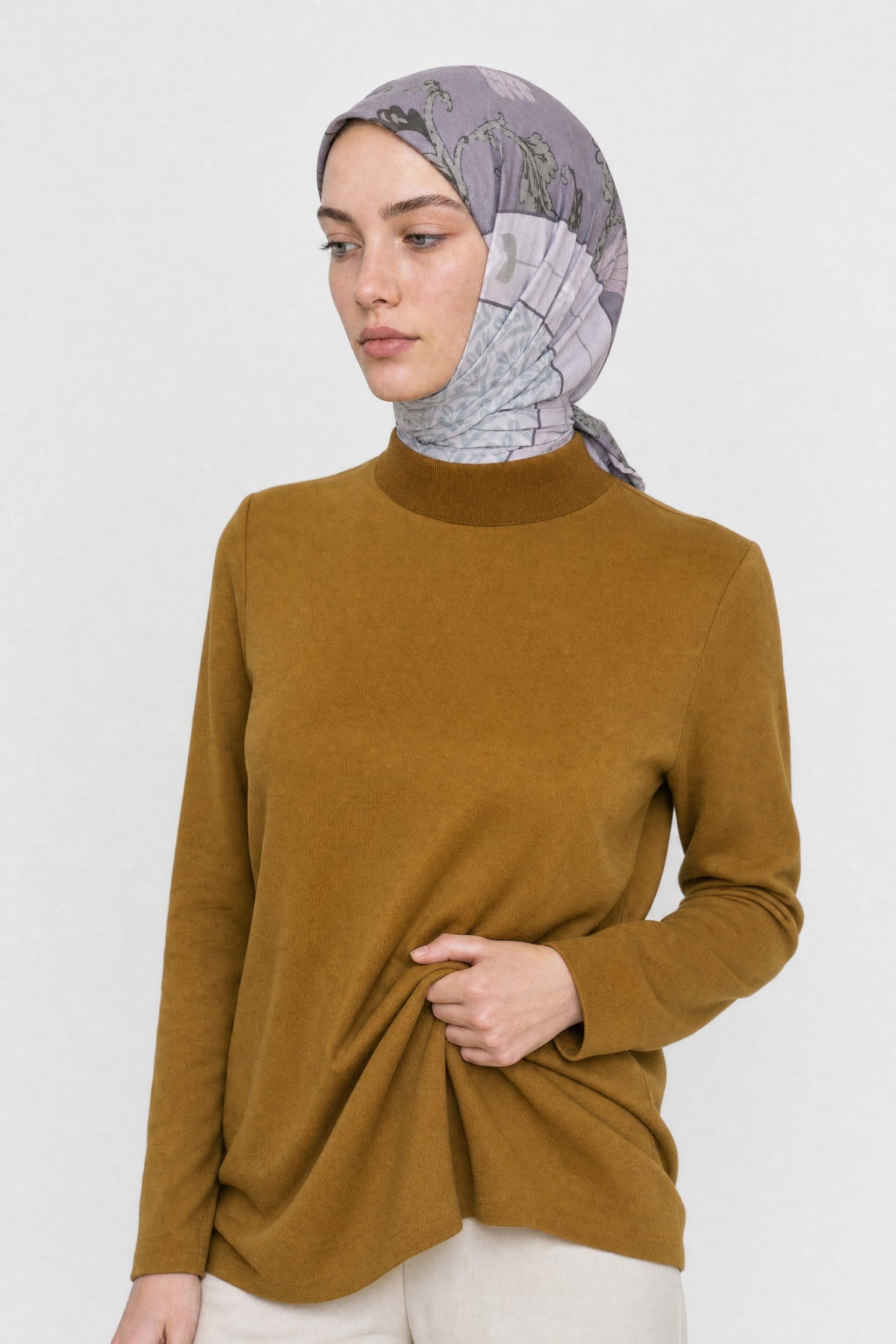 Veil Desen Organik Eşarp - Duman