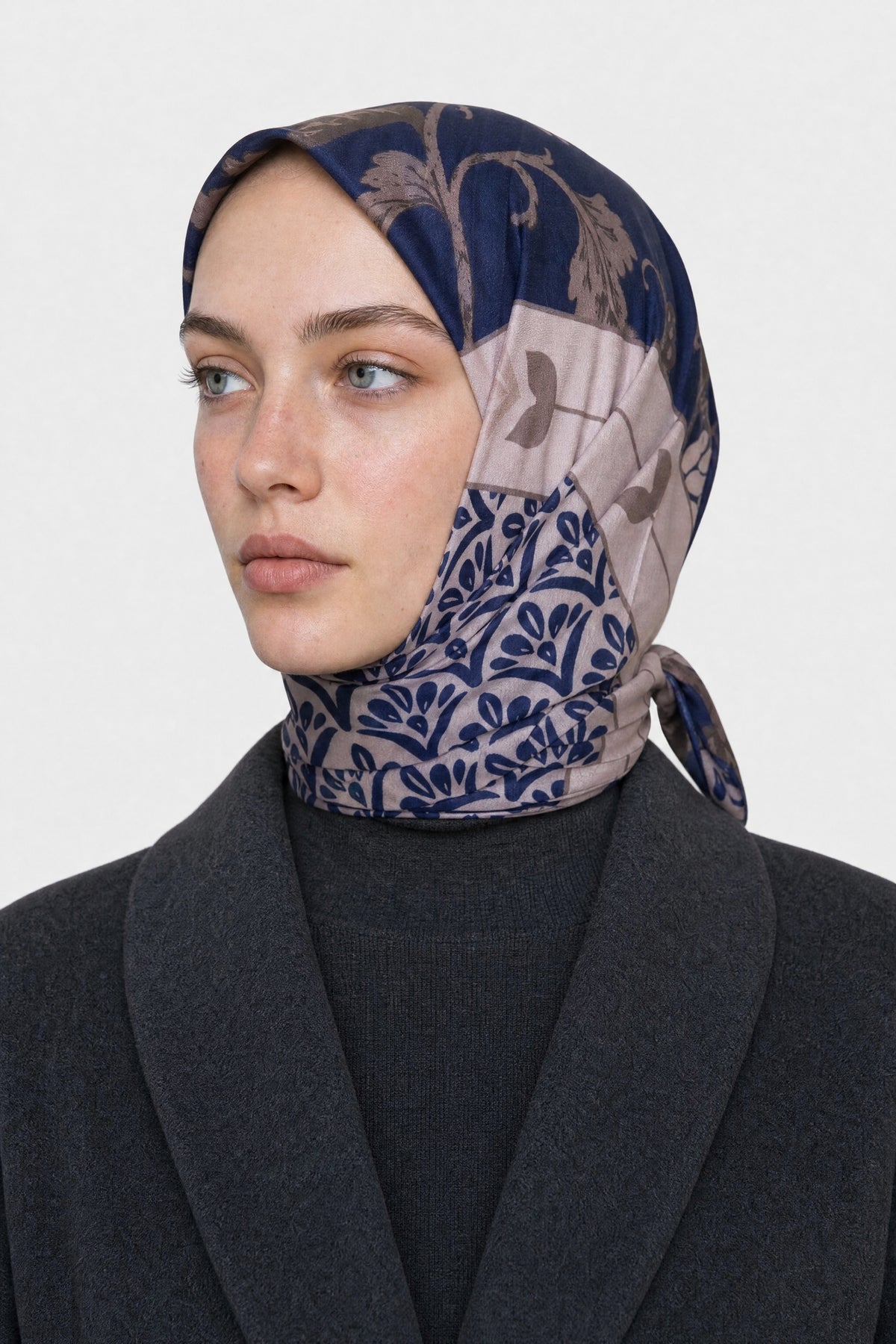 Veil Desen Organik Eşarp - Lacivert