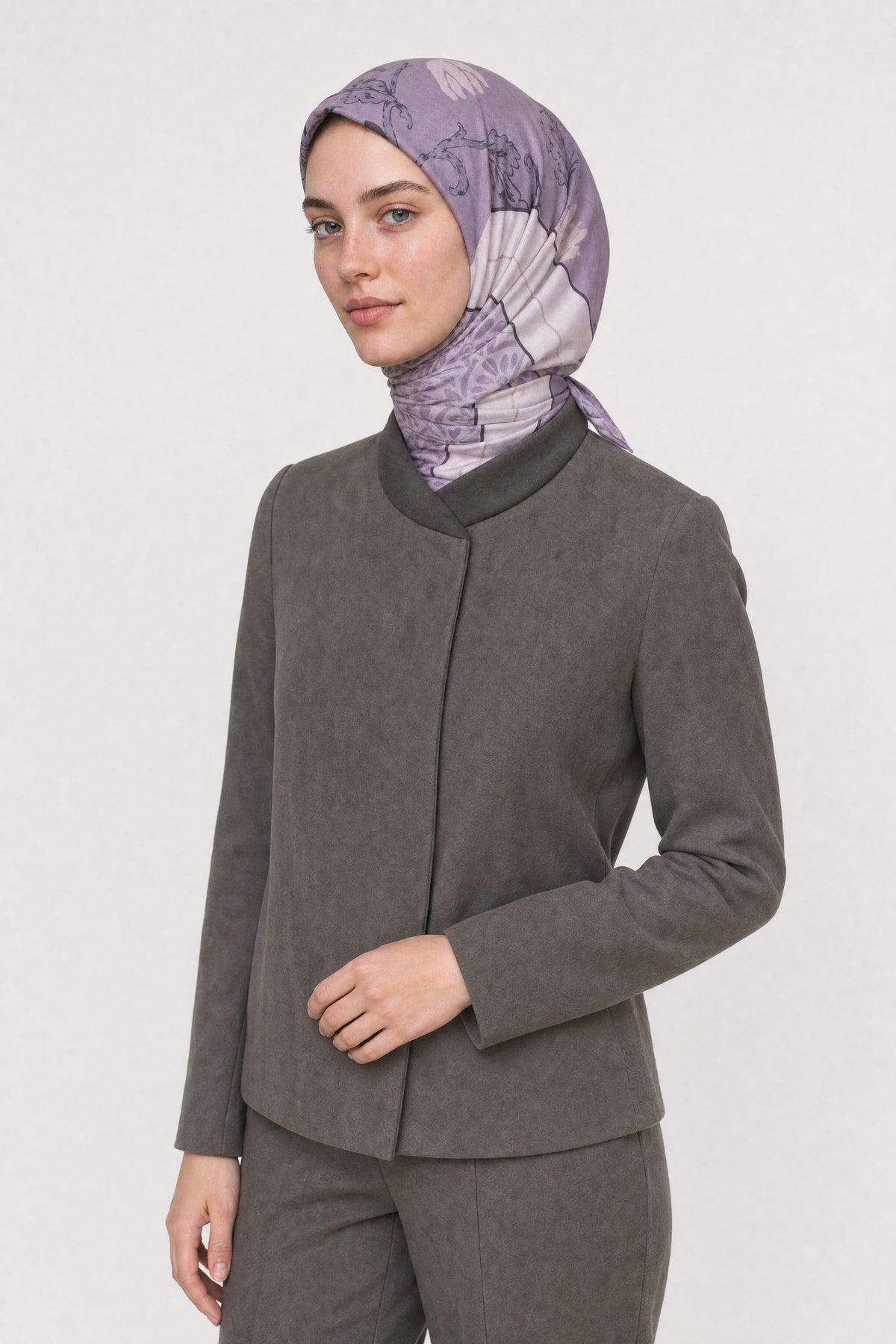 Veil Desen Organik Eşarp - Lavanta